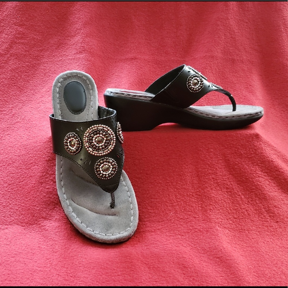 Solesensibility Leather Jeweled Sandals